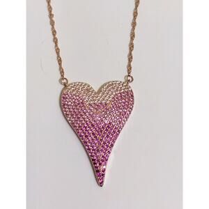 Cote De’Argent Pink Heart Pendant Rose Gold Necklace Sterling Silver New